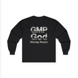 Long Sleeve Tee — GMP God "Money Power" Metallic Logo