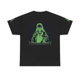 Graphic Tee — 'God Money Power' Neon Saint Illustration