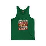 Inspirational Faith Tank Top — "Put GOD First, Hustle For The MONEY, Put Yourself In POWER"