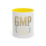 GMP Gold Accent Coffee Mug – "God Money Power" Inspirational Ceramic Cup