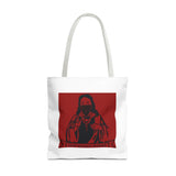 Jesus Icon Masked Tote Bag - 'Lord Money Power' Red Graphic Tote