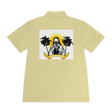 Men's Sport Polo - Tropical Jesus Graphic Polo with Palm Trees & Sunshine