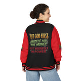 Letterman Jacket - "Put God First, Hustle for the Money" Inspirational Varsity Jacket
