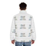 God Money Puffer Jacket — All-Over Print Men's Winter Coat