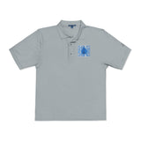 Embroidered Blue Floral Crest Polo Shirt