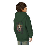 Youth Hoodie "God Money Power" Skull Graphic