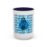 God Money Power Accent Coffee Mug — Blue Graphic 11/15oz