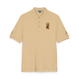 Embroidered Gold Bear Polo Shirt - Classic Casual Polo with Small Chest & Sleeve Embroidery