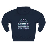 Hoodie - 'God Money Power' Graphic Fleece Pullover