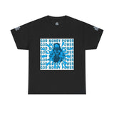 God Money Power Graphic Tee — Blue Anime Design