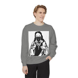 Graphic Sweatshirt — 'God Money Power' Religious Icon Masked Portrait