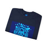 Crewneck Sweatshirt — 'God Money Power' Blue Graphic Pullover