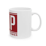 GMP Ceramic Mug — 'God Money Power' Bold Red Logo Coffee Cup (11oz, 15oz)
