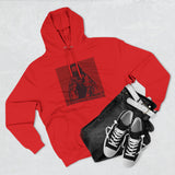 Three-Panel Fleece Hoodie — Red Icon Jesus Graphic Hoodie (I Don't Want Power Text)