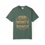 God Money Power T-Shirt — Bold Gold Graphic Tee