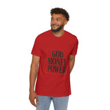 God Money Power T-Shirt — Bold Typography Faith & Hustle Tee