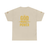 GMP "God Money Power" Tee - Gold Logo Graphic T-Shirt