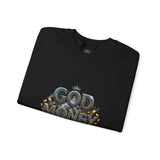 Crewneck Sweatshirt — "God Money Power" Graphic Pullover