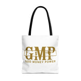 GMP "God Money Power" Gold Logo Tote Bag — Inspirational Faith & Prosperity Canvas Tote