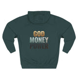 God Money Power Hoodie — Bold Religious & Motivational Graphic Pullover