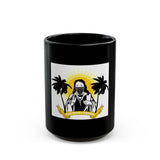 Black Ceramic Mug — Tropical St. Icon Design with 'God Blessed Florida' Banner
