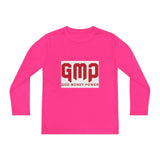 God Money Power (GMP) Youth Long Sleeve Tee — Red Logo Athletic Shirt