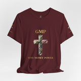 God Money Power Cross Tee — Christian Faith Graphic T‑Shirt