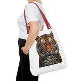 Tiger 'God Money Power' Tote Bag — Bold Wildlife Statement Bag