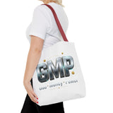 GMP Metallic Logo Tote Bag — God Money Power Graphic Tote