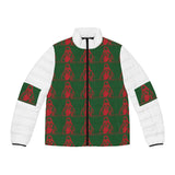 Puffer Jacket — Festive Red & Green Patterned Winter Coat