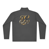 Quarter-Zip Pullover — "GMP God Money Power" Metallic Script Chest & Back