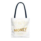 Inspirational Faith Tote Bag — "Put God First, Hustle for the Money" All-Over Print