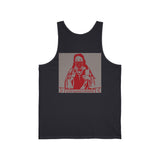 Religious Icon Tank Top - 'God Money Power' Red Graphic