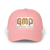 God Money Power Dad Cap — White Embroidered Baseball Hat