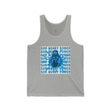 God Money Power Tank Top — Blue Graphic Faith & Hustle Sleeveless Shirt