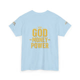 GMP "God Money Power" Tee - Gold Logo Graphic T-Shirt