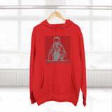 God Money Power Hoodie — Red Three-Panel Graphic Fleece Hoodie