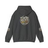 Money Vibes Hoodie — Gold Script Graphic Hooded Sweatshirt