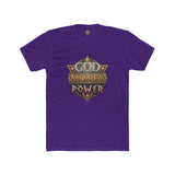 Crew Tee — "God Money Power" Vintage Shield Graphic