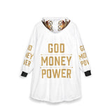 God Money Power Hooded Blanket — Cozy Oversized Religious Statement Throw