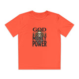 Youth Graphic Tee — "God Money Power" Skull Design