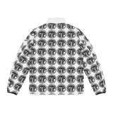 Monogram Pattern Puffer Jacket — Black & White All-Over Print
