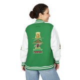 Letterman Jacket — 'No Money No Power' Retro Graphic Varsity Jacket
