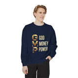 Sweatshirt — G.M.P. Gold Logo "God Money Power" Casual Graphic Sweatshirt