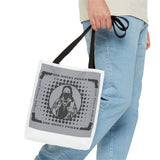 Religious Icon Tote Bag — "God Money Power" Graphic Canvas Tote