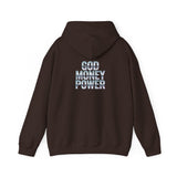Hoodie — "God Money Power" Chrome Text Pullover