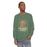 Long Sleeve T-Shirt — 'God, Money, Power' Pyramid Graphic