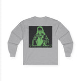 Long Sleeve Tee — Neon Green 'God Money Power' Graphic