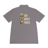 GMP 'God Money Power' Men's Sport Polo — Gold Lettering Performance Polo