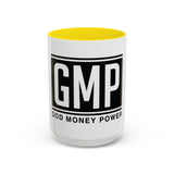GMP 'God Money Power' Accent Coffee Mug – Bold Black Logo 11/15oz